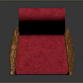 Red Upholstered Leisure Chair With High Backrest Seat Wooden Armrests And Frame