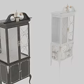 Elegant White Cabinet with Gold Accents Glass Doors and Floral Carvings