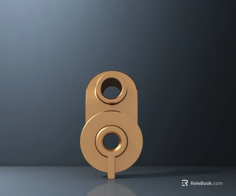 Golden Sculpture Featuring Stacked Circular Rings and Base Against Dark Background 3d model 