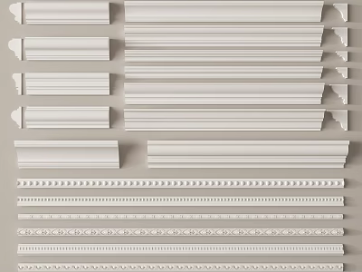 Various Types of Decorative Gypsum Cornice with Different Patterns and Styles 3d model