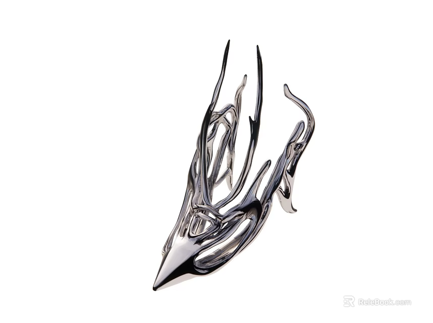 Modern Abstract Silver Metallic Sculpture With Sleek Curved Artistic Structure 3d model 