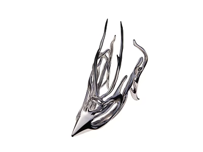 Modern Abstract Silver Metallic Sculpture With Sleek Curved Artistic Structure 3d model