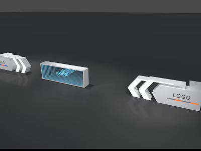 Modern Shop Front Desk Design With White Structure Glass Panel And Logo 3d model