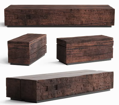 Rustic Wooden Stool With Handcrafted Design And Natural Wood Texture For Home Decor 3d model