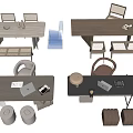Desk and Chair Office Desk and Chair Computer Desk 3d model
