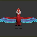 Vibrant Cartoon Parrot Character With Red Body And Blue Purple Wings