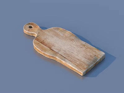 Handcrafted Wooden Cutting Board With Handle And Natural Wood Grain 3d model