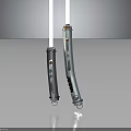 Two Gray And White Detailed Hilt Lightsaber Weapon On Dark Background With Reflection