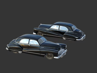 Two Black Vintage Classic Cars with Sleek Retro Design and Chrome Accents 3d model