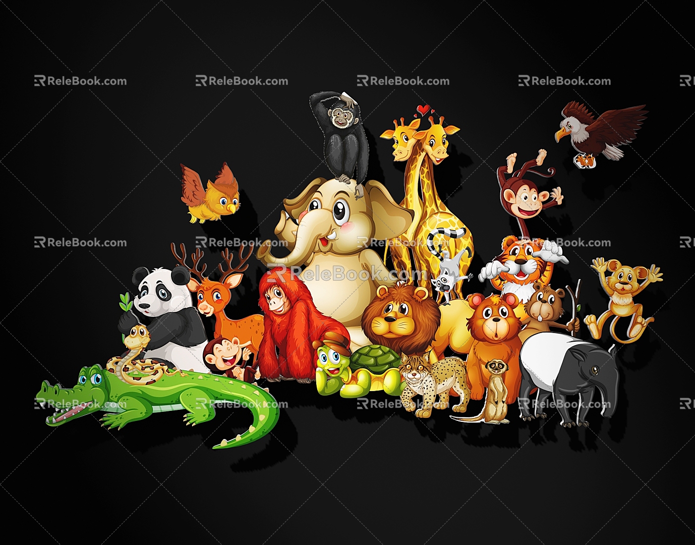 Cartoon animal silhouette decoration 3d model