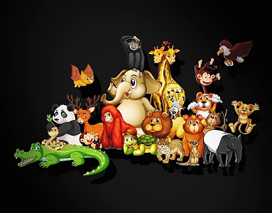 Cartoon animal silhouette decoration 3d model