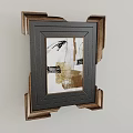 Abstract Painting Modern Art with Gold Black White Tones in Black Gold Frame