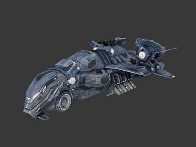 Dark Futuristic Sci Fi Vehicle With Streamlined Mechanical Structure And Weapon Details 3d model