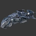Dark Futuristic Sci Fi Vehicle With Streamlined Mechanical Structure And Weapon Details 3d model
