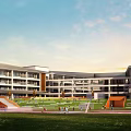 Modern School Simple Primary and Secondary School 3d model
