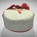 Traditional Handwoven Hat With Orange Flower Decorations Green Sequin Centers And Red Black Geometric Patterns