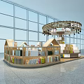 Shopping Mall Store With House Shaped Wooden Shelves And Book Displays Near Large Windows