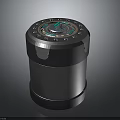 Cylindrical Electronic Device Featuring Metal Casing And Top Panel With Control Buttons 3d model