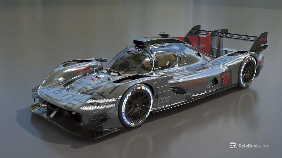 High Performance Race Car with Streamlined Body Rear Wing and Racing Tires 3d model 