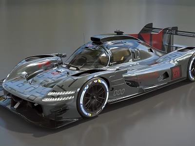 High Performance Race Car with Streamlined Body Rear Wing and Racing Tires 3d model