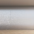 Modern Perforated Partition Wall With Dot Pattern And Wooden Floor Interior Design 3d model
