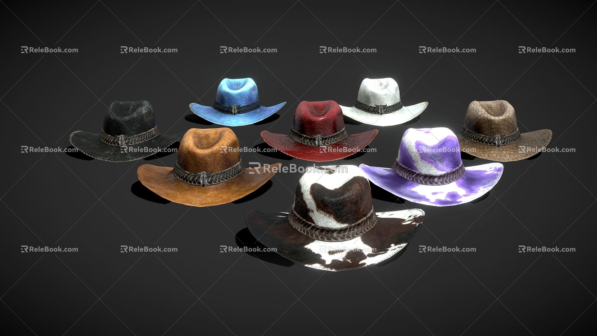 Modern hat cowboy hat bag 3d model