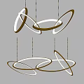 Modern Gold And White Pendant Lights With Interlocking Circular Hanging Rings Design