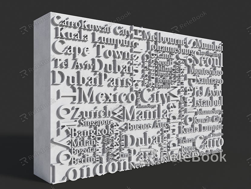 Modern Alphabet Background Wall Creative Place Name Landscape Wall Landscape Wall Sofa Background Wall Park Landscape Wall Stereo Character Landscape Wall Internet Celebrity Background Wall model