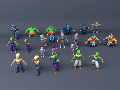 Game and Movie Characters with Diverse Poses Colorful Outfits and Unique Designs 3d model