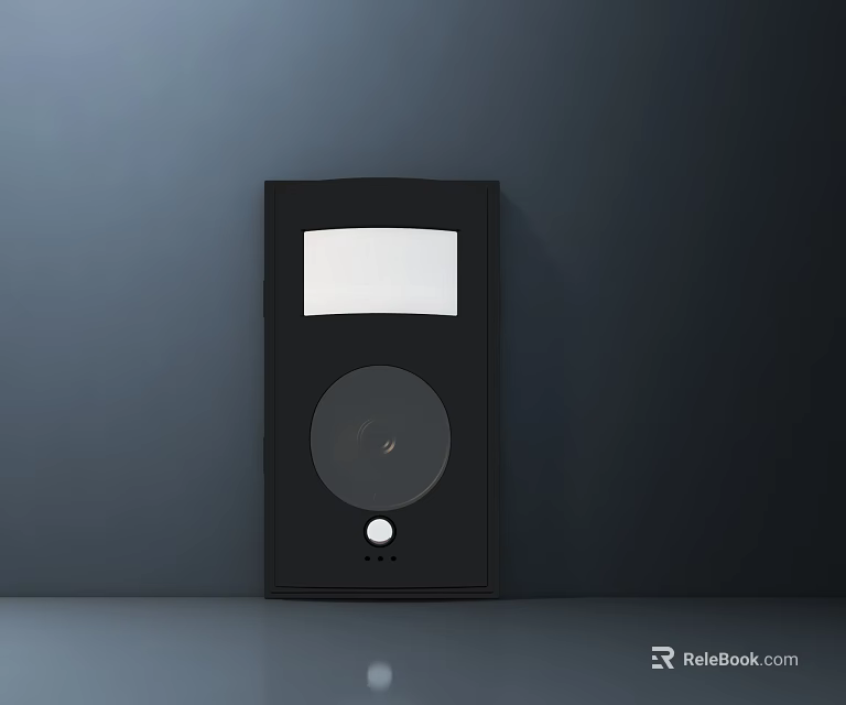 Black Modern Doorbell With Circular Button And White Display Mounted On Wall 3d model 