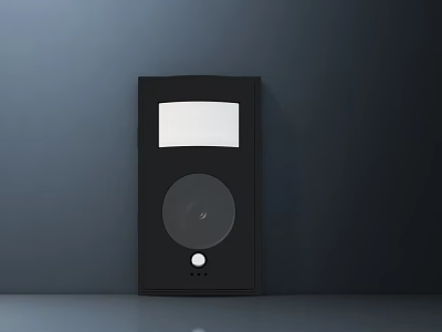 Black Modern Doorbell With Circular Button And White Display Mounted On Wall 3d model