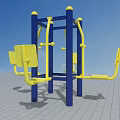 Sturdy Outdoor Sports Equipment With Blue Frame And Yellow Seats For Fitness
