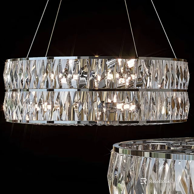 Crystal Chandelier With Modern Double Layer Circular Design And Sparkling Details 3d model 