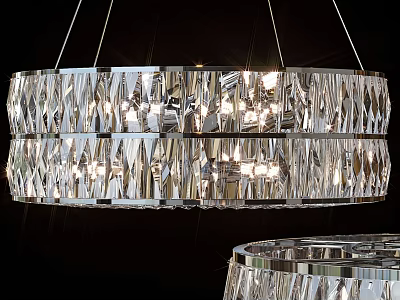 Crystal Chandelier With Modern Double Layer Circular Design And Sparkling Details 3d model