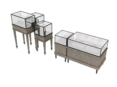Retail Display Showcases With Glass Doors And Wooden Base For Merchandise 3d model