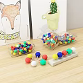 Colorful Decorative Ornament Set with Transparent Containers Tray and Small Balls