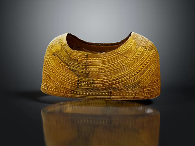 Traditional Golden Armor Accessory With Intricate Engraved Patterns And Historical Design 3d model