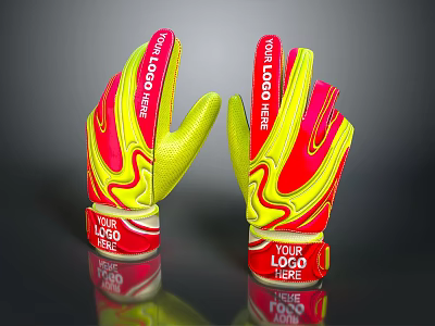Red and Yellow Soccer Goalkeeper Gloves With Your Logo Space And Design 3d model