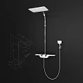 Modern Faucet with Technical Drawings Handheld Shower and Dimension Labels