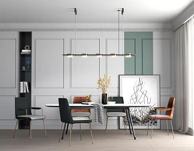 Modern Dining Table Chair Combination Dining Table Chair 3d model
