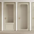 Modern Interior Swing Doors With Various Glass Patterns And Gold Handles 3d model
