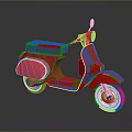 Red Classic Scooter With Gray Seat And Shiny Reflection Design 3d model