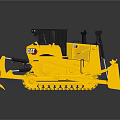 Detailed Yellow CAT Bulldozer Construction Vehicle With Tracks And Blade