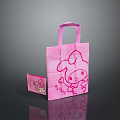 Pink Foldable Shopping Bag With Cartoon Rabbit Design And Portable Size