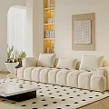 Cozy Living Room Interior With Plush Sofa Geometric Rug And Floor Lamp