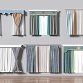 Colorful Curtain Designs With Striped Patterns Solid Colors And Decorative Valances For Modern Windows 3d model