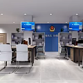 Public Office Area for China Telecom Hotline with Desks Computers Screens Bookshelves Plants Modern Design