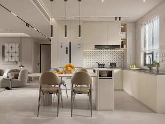 Cream style restaurant kitchen 3d model