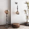 silver metal floor lamp wall lamp combination 3d model