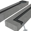 Modern Garden Ornaments Gray Concrete Long Troughs With Flowing Water
